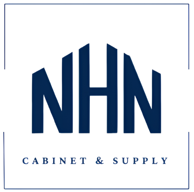 A blue and black logo for nhn cabinet & supply.