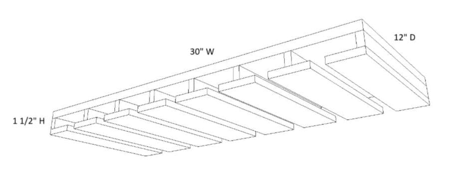 A drawing of the ceiling fixture in use.