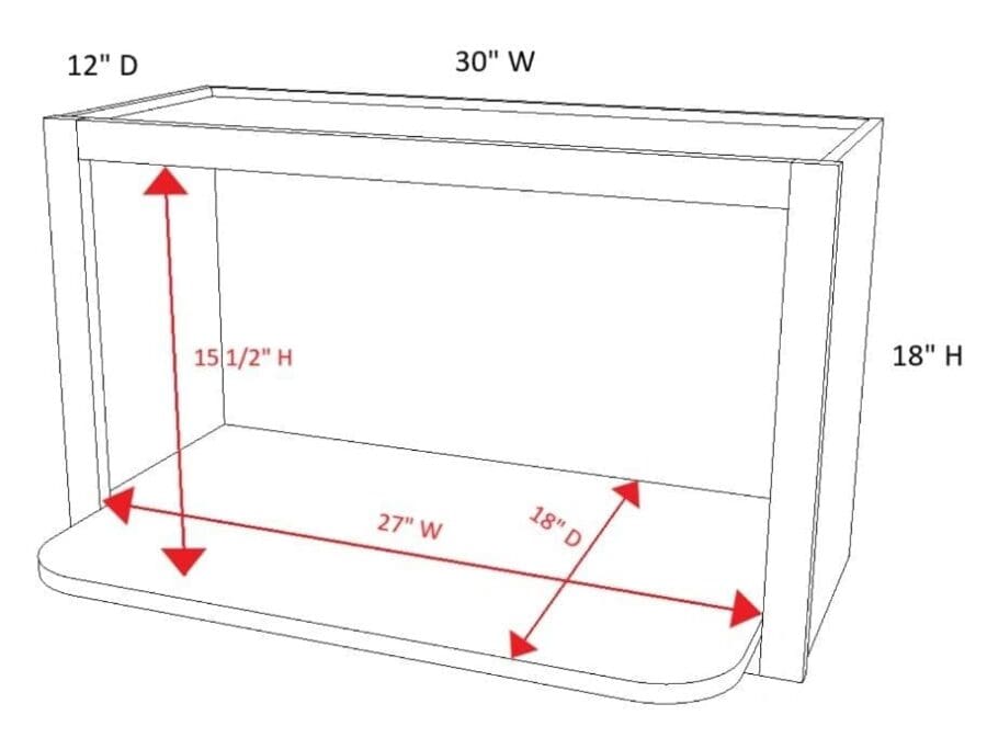 A drawing of the dimensions of a tv stand.